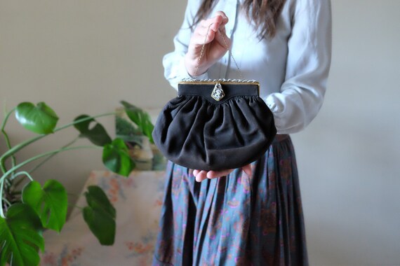 Vintage 30s 40s purse leather suede purse with bea