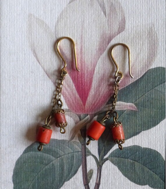 Rare Vintage earrings 1930s 1940s 1950s gold dangl