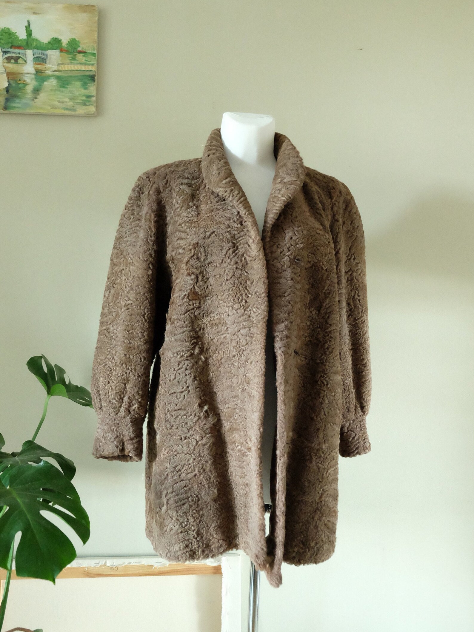 Astrakhan Coat 70s does 40s Vintage real fur Brown jacket | Etsy