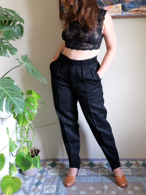 Vintage Trousers 1950s Black straight Men woolen p