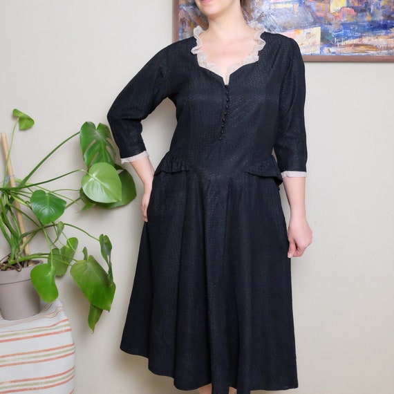 Vintage dress Victorian Edwardian Black Embossed c