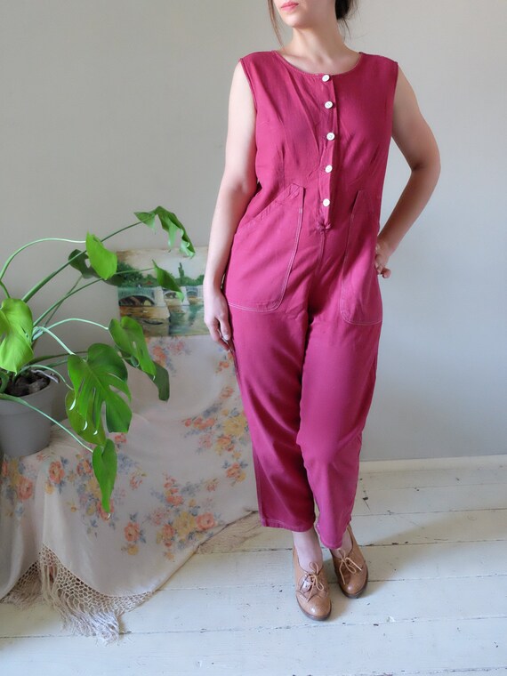 50s 60s jumpsuit 60s Vintage cherry red jumpsuit s