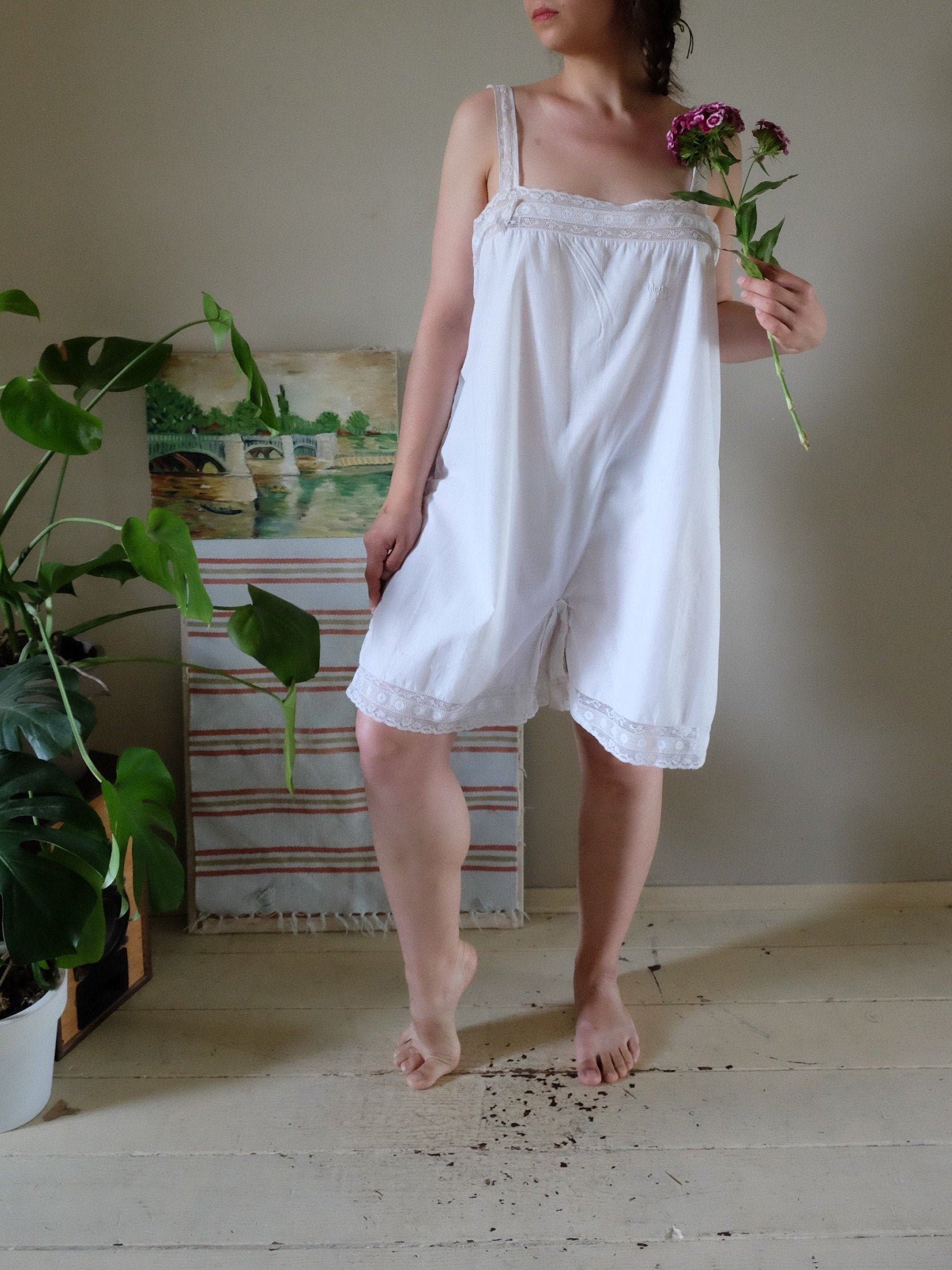 1900s Antique Victorian Edwardian romper cotton lace romper Etsy