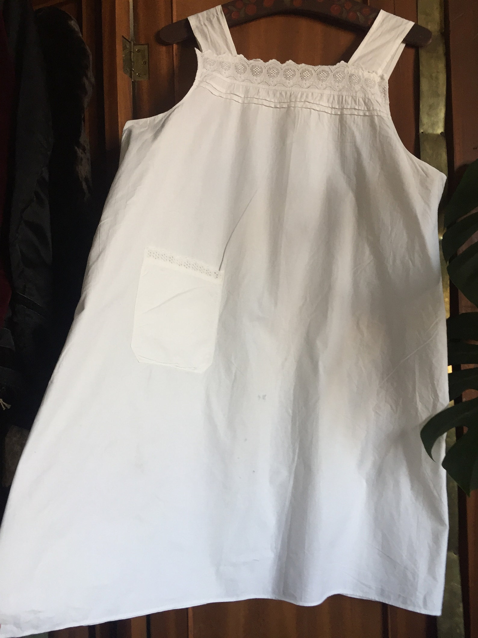Antique apron 1900s white cotton lace apron with pocket | Etsy