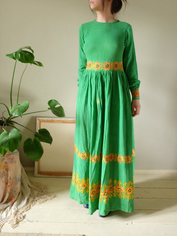 green boho maxi dress