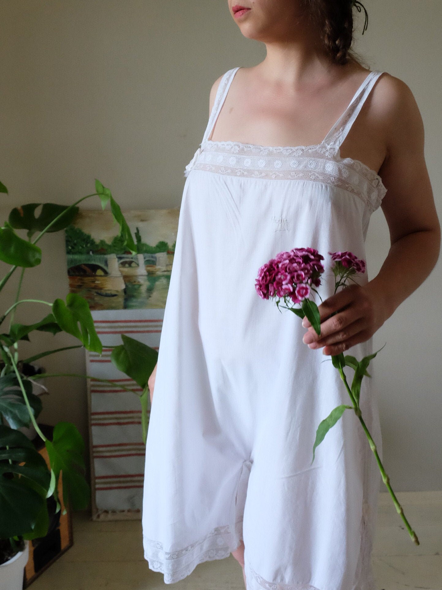 1900s Antique Victorian Edwardian romper cotton lace romper Etsy