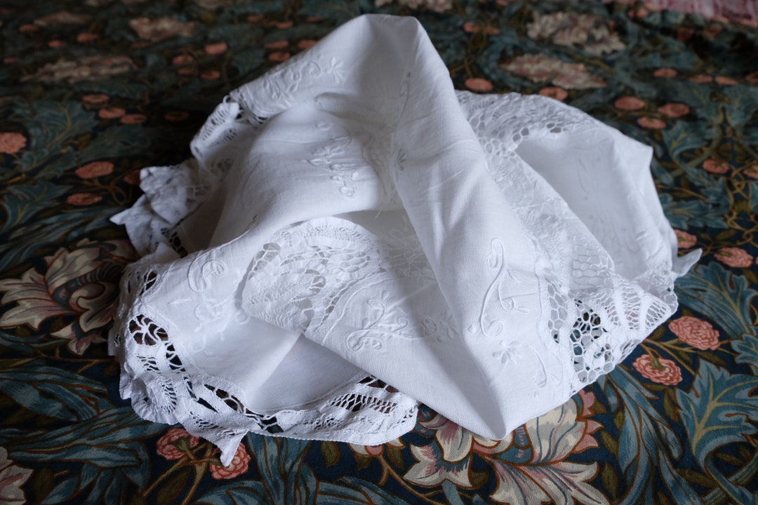 Victorian Tablecloth White Antique Battenburg Lace Cotton Etsy UK