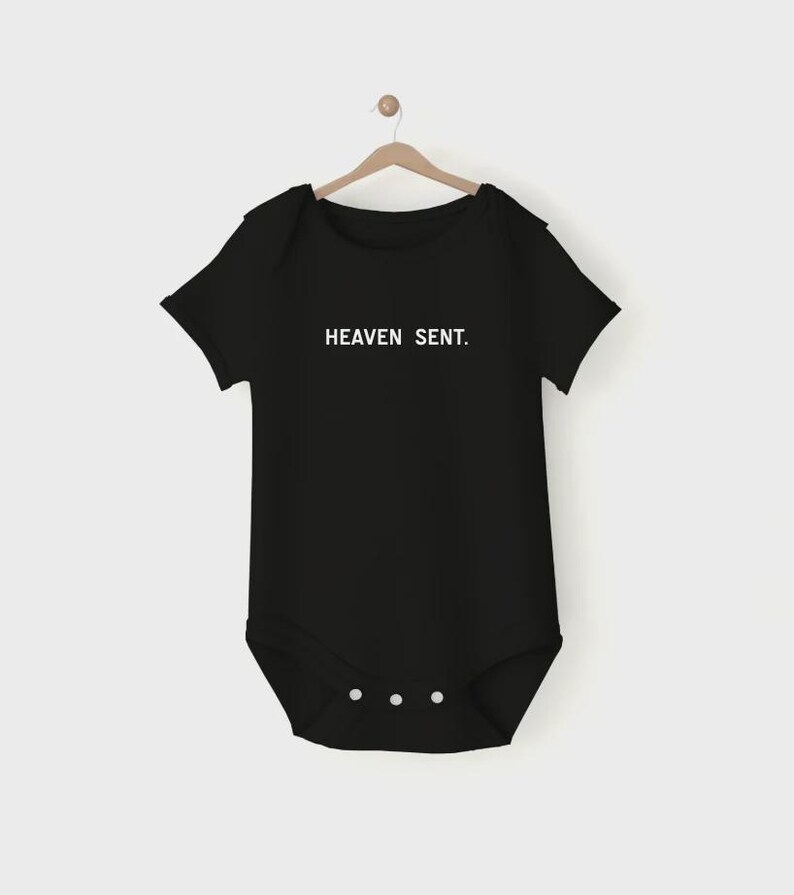 Heaven Sent-romper – neutraal christelijk rompertje, cadeau pasgeboren Zwart