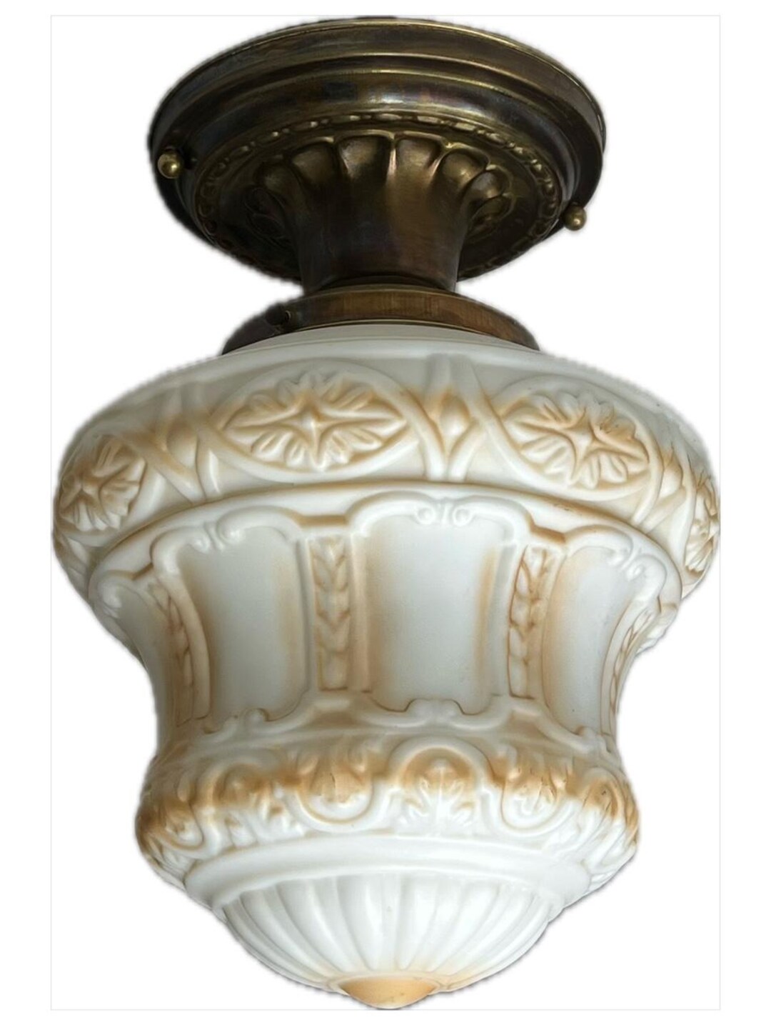 Vintage Brass Ceiling Collars With Milk Glass Shade. - Etsy