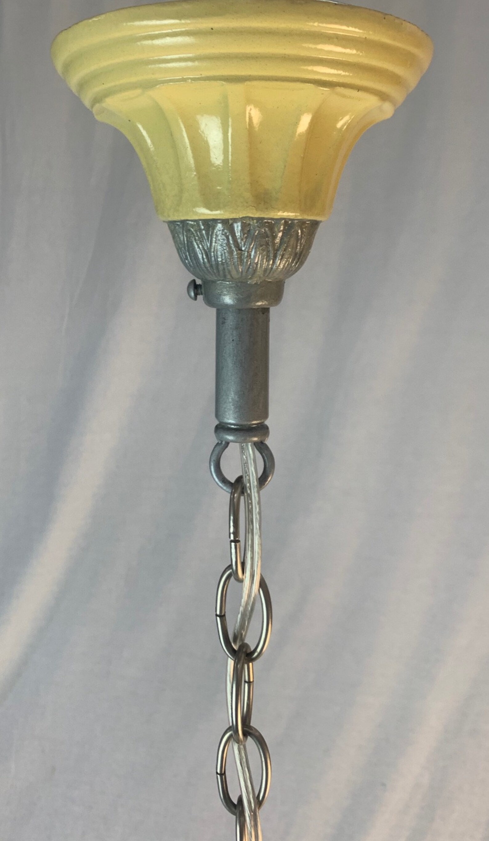 Pair of 5 Light Slip Shade Fixture With Custard Glass Shades. Etsy