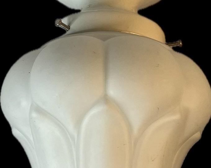 Pair of Porcelain Ceiling Collars With Blossom Shaped Satin Cased Glass ...