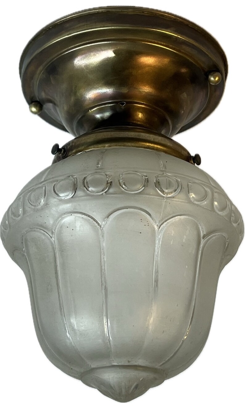 Vintage Brass Ceiling Collar Fixture With Acorn Shaped Shade Etsy