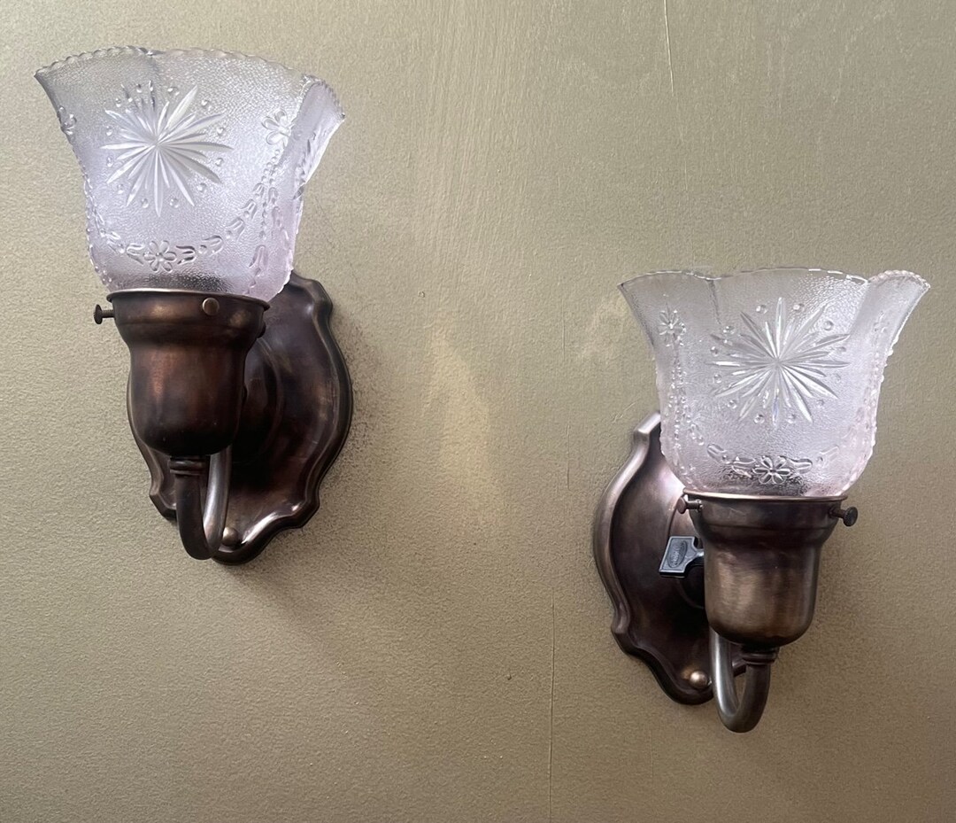 Pair of Restored Vintage Brass Wall Sconces With Star Shades. - Etsy