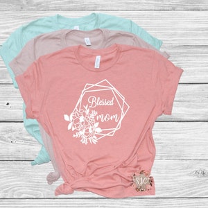 Blessed Mom With flower frame design.  SVG, png, jpeg files.