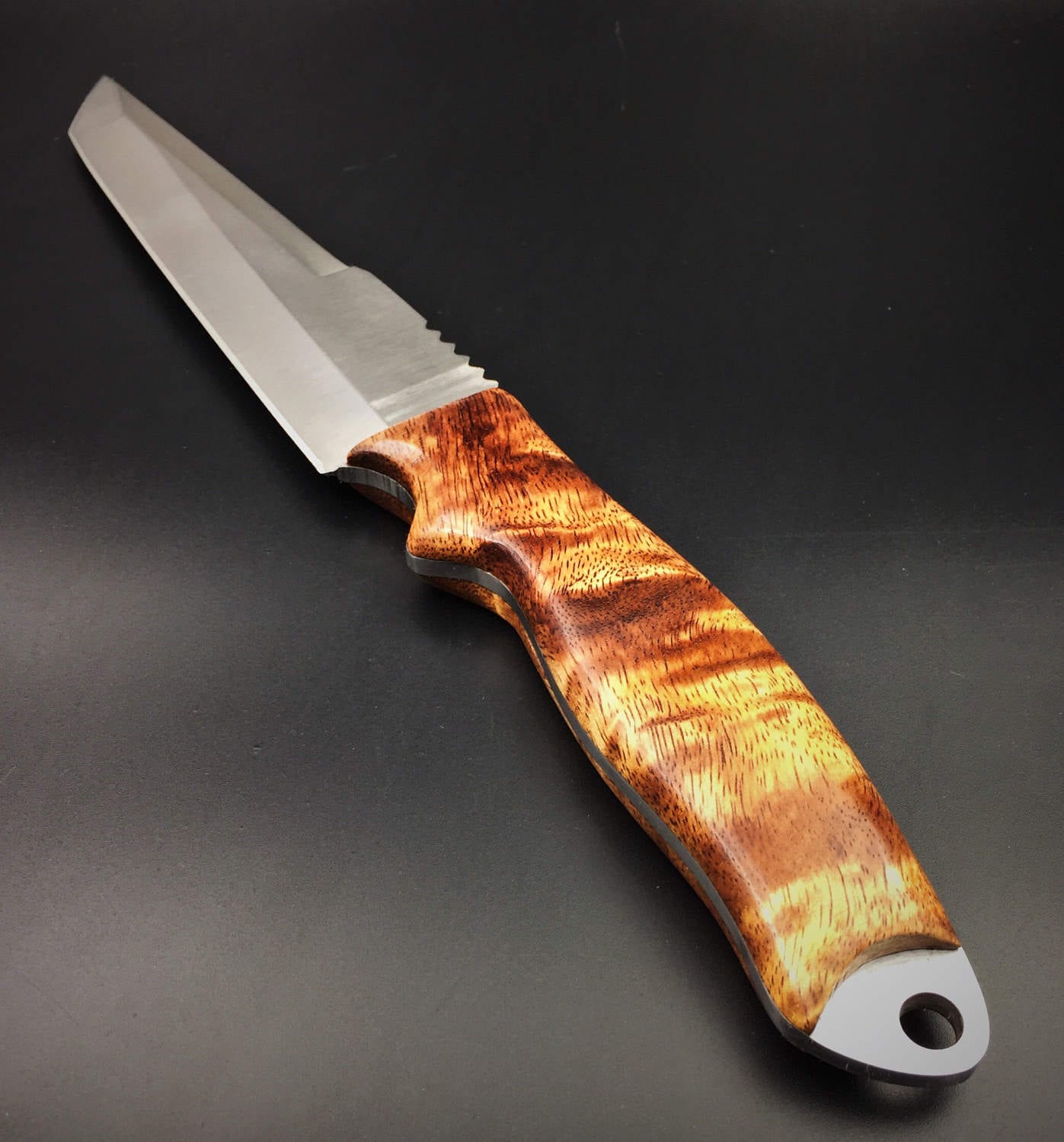 Tanto Fixed Blade Knife Beautiful Koa Wood Handle