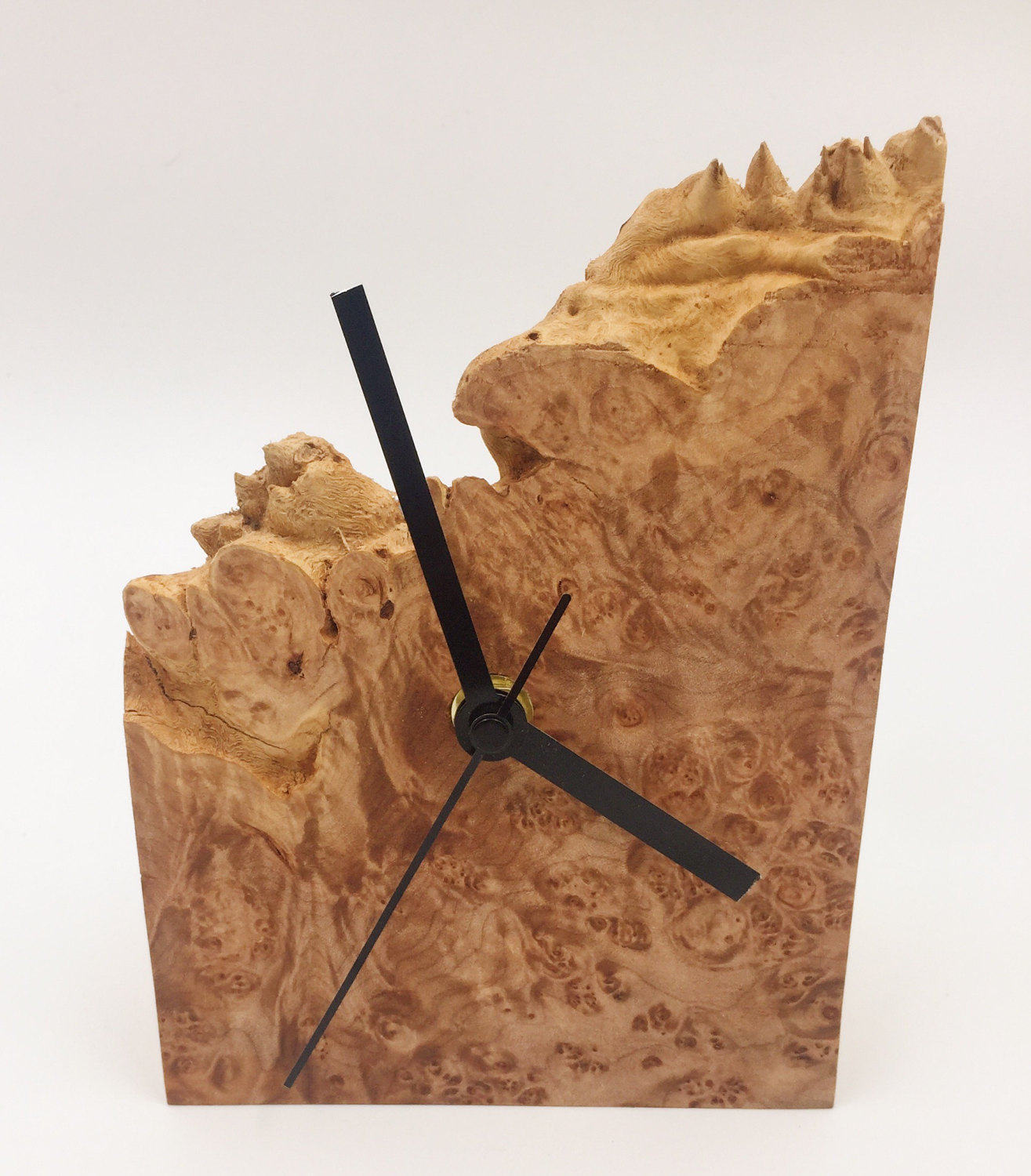 Maple Burl Wooden Desk Clock