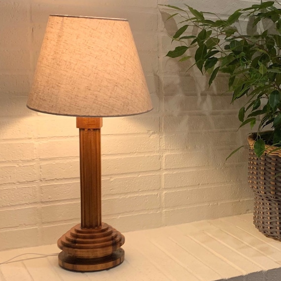 Art Deco Style Wooden Table Lamp