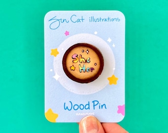 Rainbow Pronoun Pin, They/Them Pin, He/Him Pin, She/Her Pin, Gender pin, LGBT+ Gift, Ally Pin, Queer Pronoun Pin