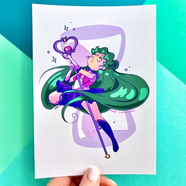 Sailor Pluto Print - Setsuna Meiou Illustration - Sailor Guardian - Pluto Planet Power - Sailor Senshi Art -  Sailor Pluto Mini Print Art