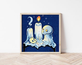 Happy Halloween Series - Original Illustration - Candle Skull - 3 x 3 7/8"