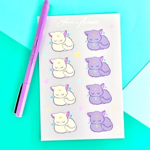 Luna and Artemis Sticker Sheet - 4x6&quot; Waterproof Sailor Moon Sticker Sheet - Magical Cats - Moon Kingdom Cats - Purple and White Cat Sticker