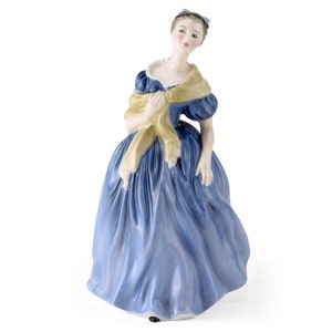 Royal Doulton Figurine Adrienne HN2304 – Royal Doulton Figurine Peggy Davies Classic Blue Dress Porcelain Sculpture Pretty Lady Figure