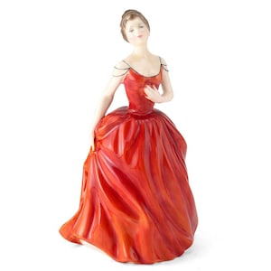 Royal Doulton Innocence HN2842 Classic Pretty Lady Figurine by Eric J. Griffiths Red Dress Porcelain Figurine