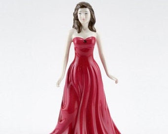 Royal Doulton Figurine January HN4970 (Garnet) Gemstones by Tom Mason Doulton Gift for Her Porcelain Lady Figurine