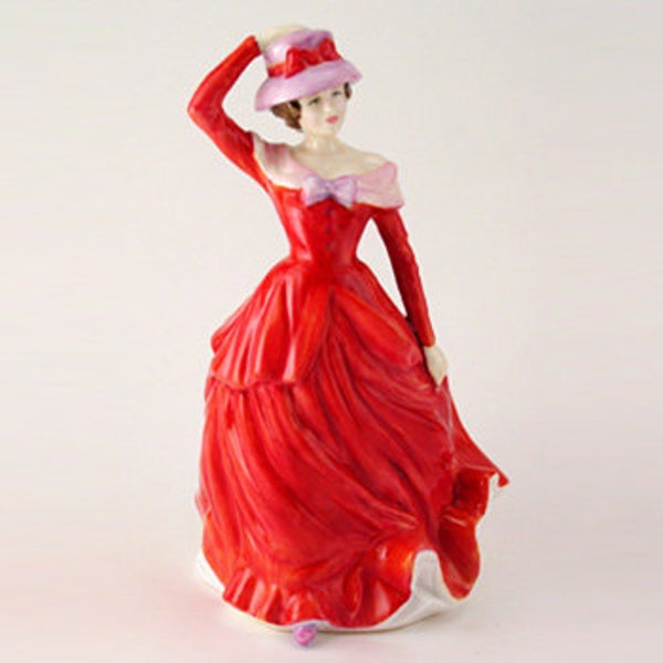Royal Doulton Figurine  Mary HN4114 – Royal Doulton Figurine Classic Pretty Ladies by Nada Pedley Porcelain Sculpture Red Dress