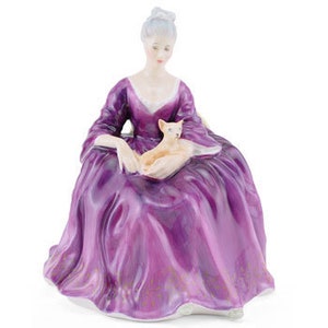 Royal Doulton Charlotte HN2421 – Royal Doulton Figurine Purple Dress Classic Pretty Ladies by John Bromley Lady Figure