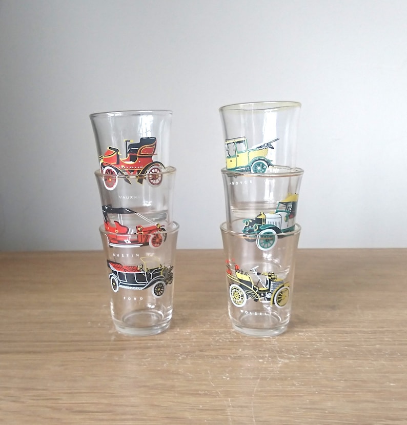 Vintage Shot Glasses Car Liqueur Glasses Barware Classic Car Etsy