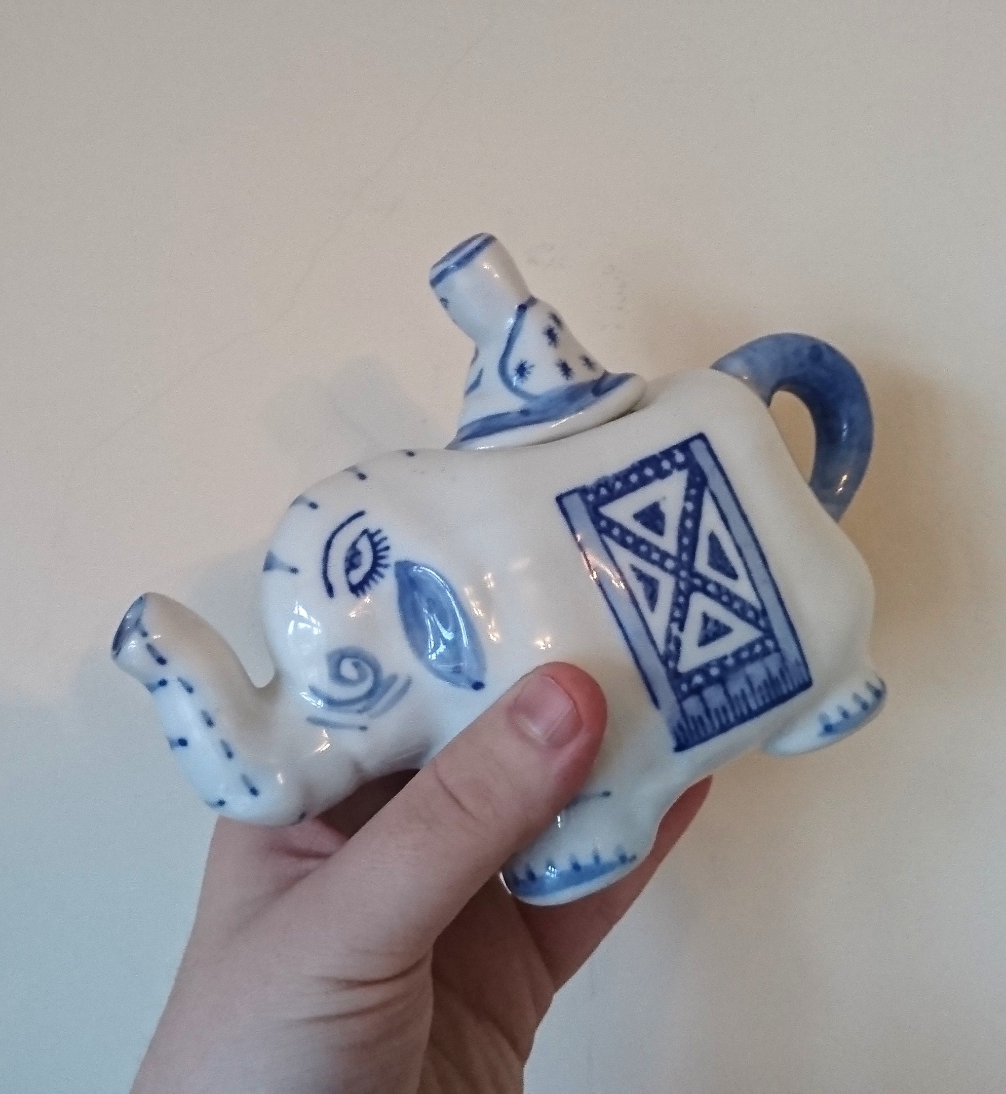 Vintage Blue and White Elephant Decorative Asian Elephant Novelty