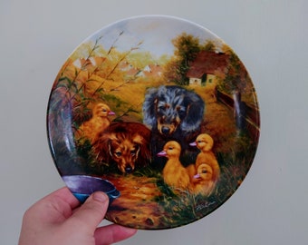 Vintage Wall Plate Bradford Exchange 'German Dog/Cat/Animal Series'' Fine Bone China Decorative Plate Collectable Boxed Plate