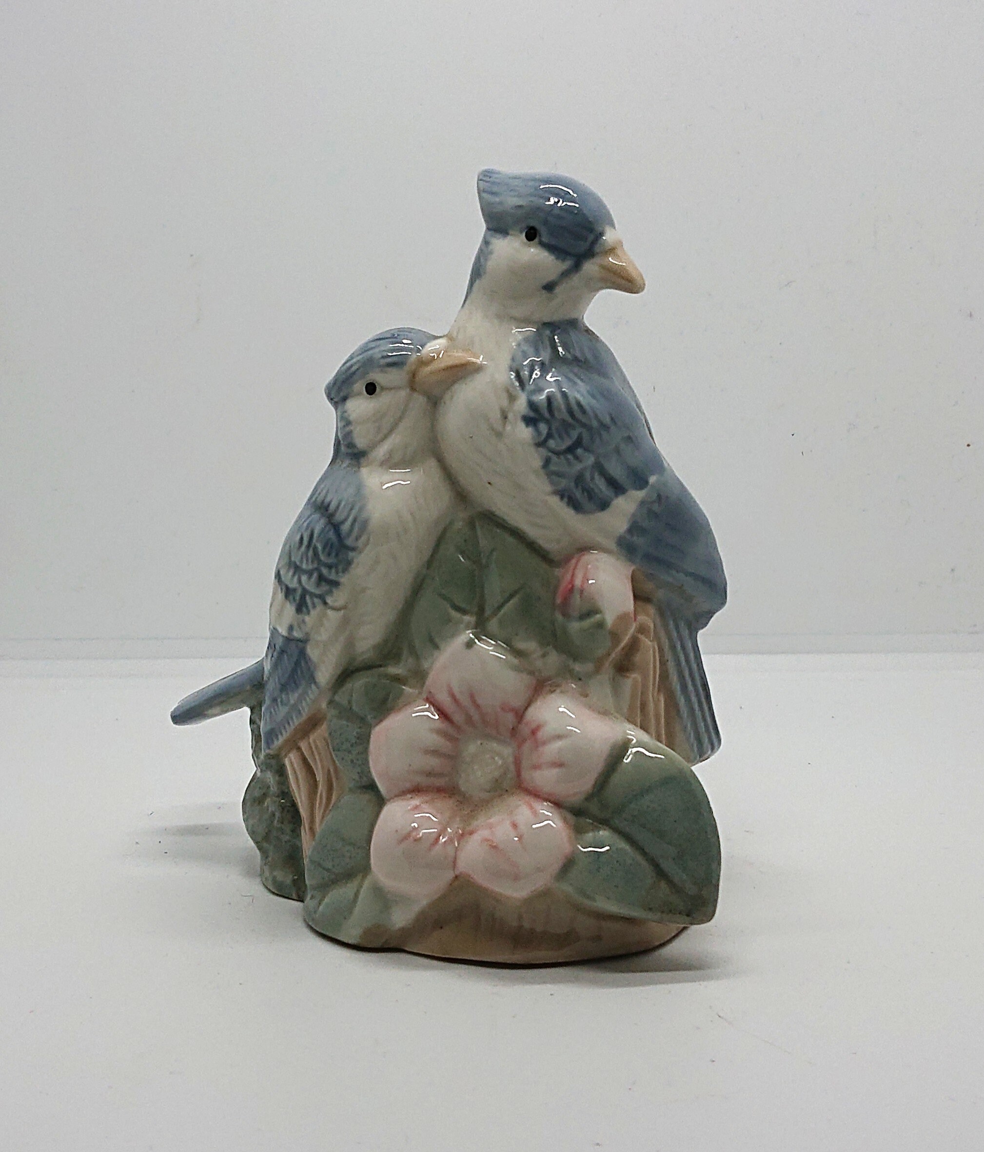ヴィンテージの青い鳥の置物、リヤドロ風の花飾り - Etsy 日本