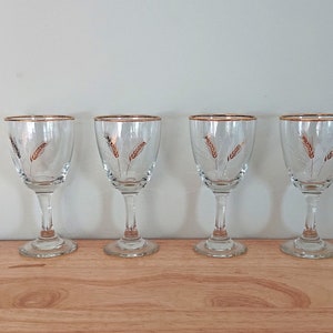 Vintage Drinking Glasses Sherry  Gold Gilt 1960's set of 4 Modernist Liqueur Glasses Floral Harvest Kitsch Mid Century Liquor Glasses