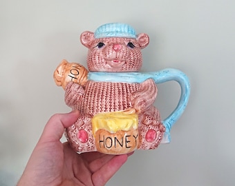 Vintage Teapot Novelty Honey Bear Ornamental Teapot Decorative Ceramic Teapot Gift Idea Kitsch