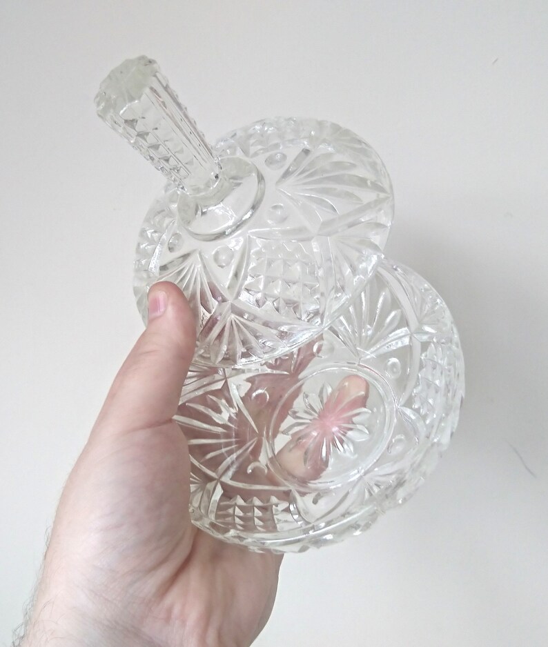 Art Deco Glass Dressing Table Set Crystal Clear Dish Candle Etsy