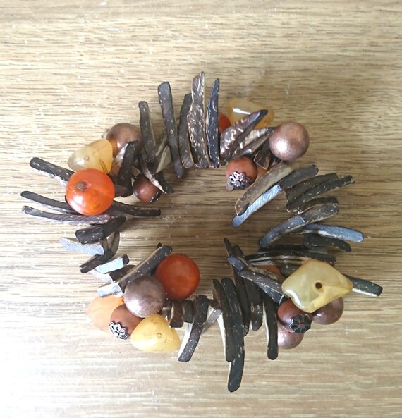 Vintage Wooden Beaded Bracelet Boho Bohemian Luci… - image 5