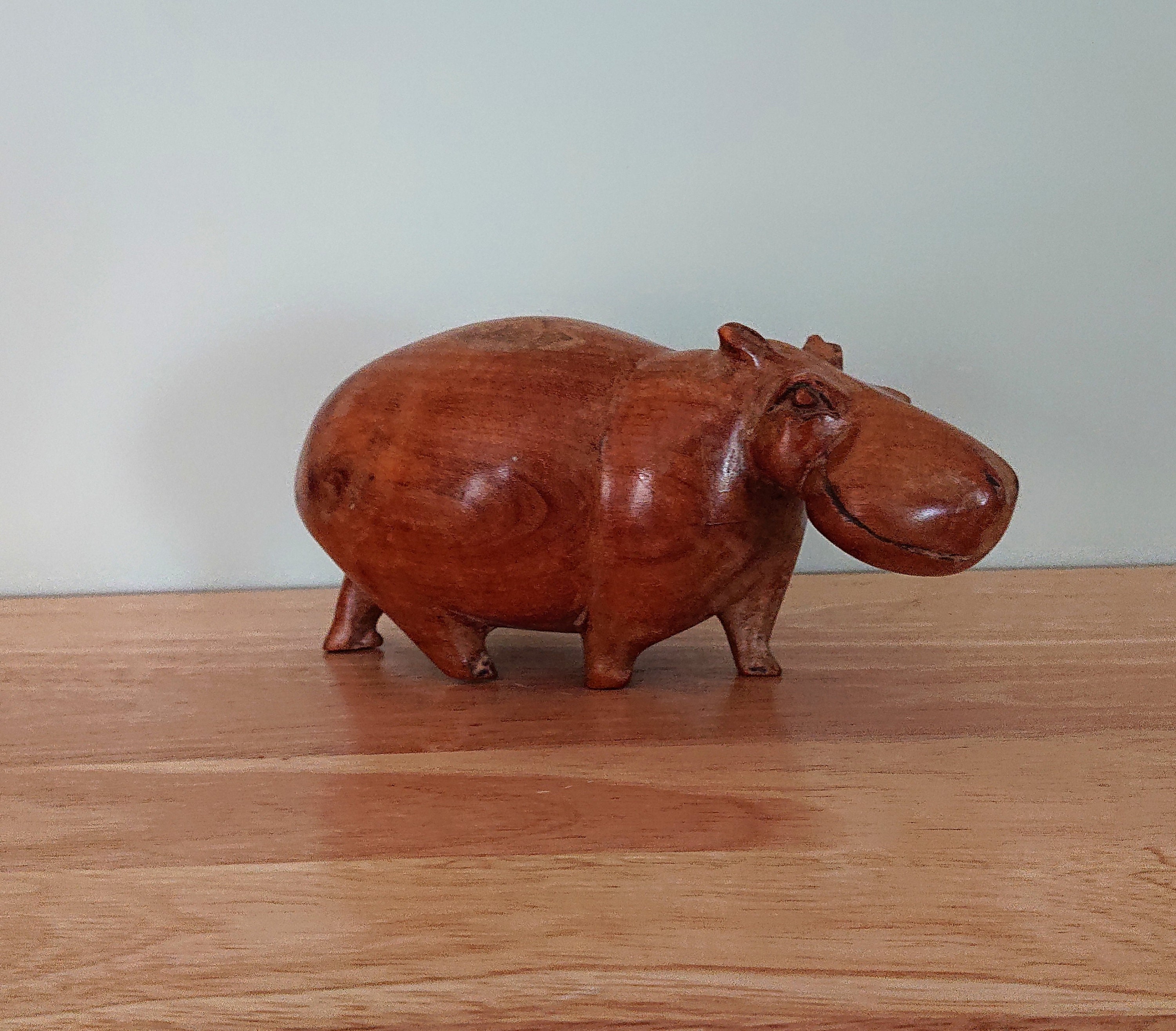 彫刻されたヴィンテージカバ彫刻アフリカ木木製アフリカカバ手彫り動物