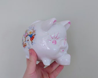 かわいいピンクの豚の貯金箱、貯金箱、貯金箱、キッチュ、レトロ