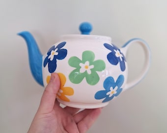 ウィッタード オブ チェルシー、ヴィンテージ ティーポット、手描きティーポット、レトロな花柄ティーポット、セラミック ティーポット、1990 年代のティーポット、収集価値のある英国製ティーポット