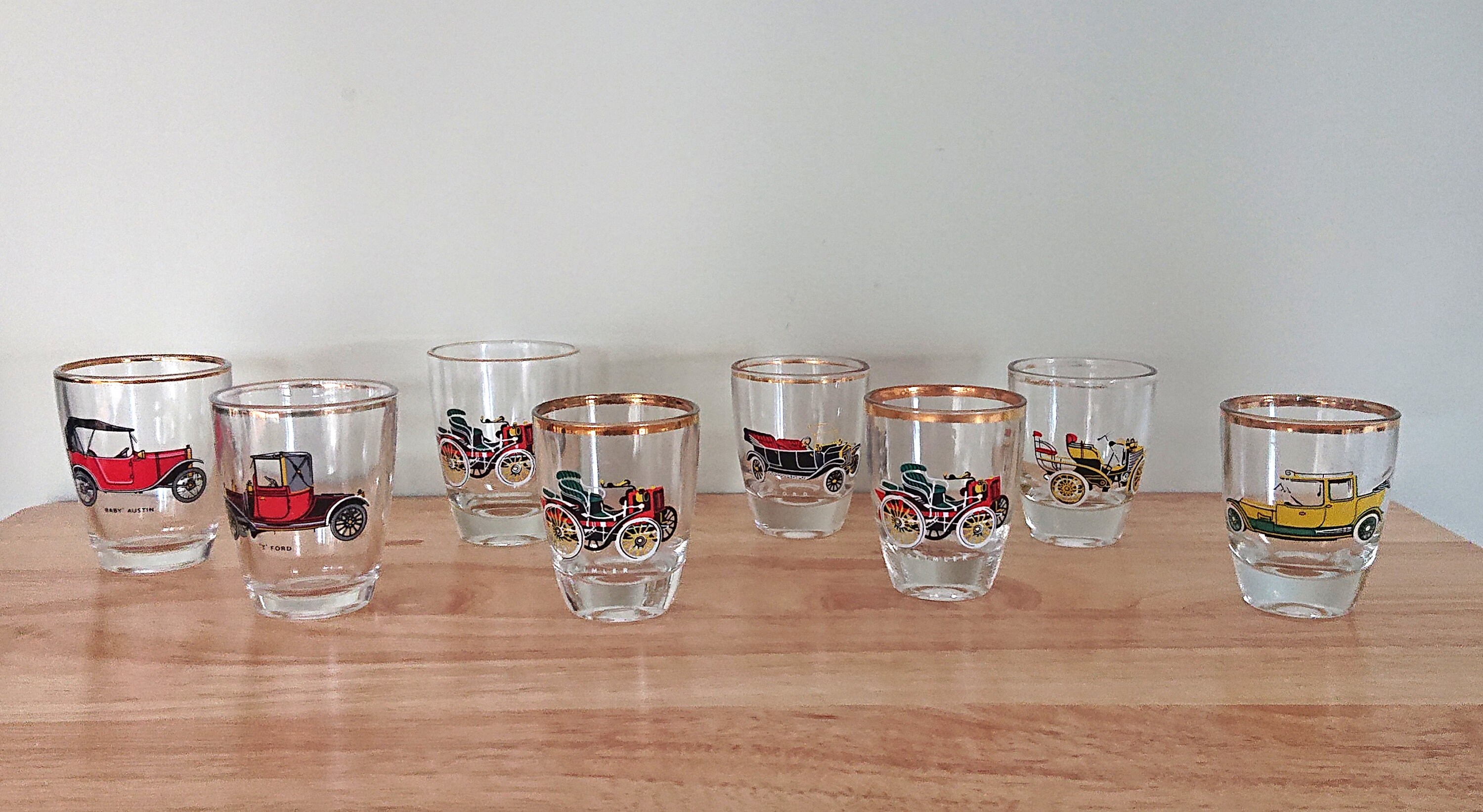 Vintage Shot Glasses Car Liqueur Glasses Barware Classic Car Etsy