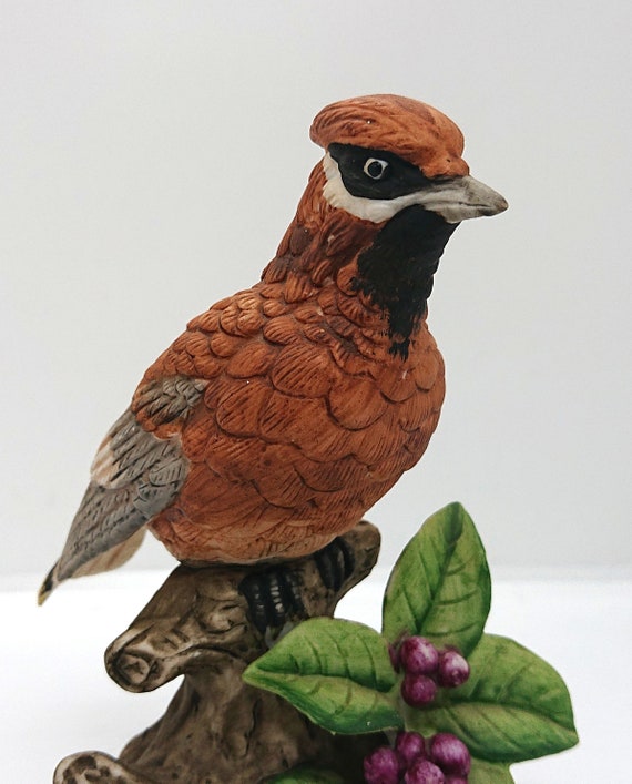 ヴィンテージのカケス鳥の置物：陶器製の花柄磁器鳥、6インチ - Etsy 日本