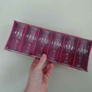Vintage Sherry Glasses Set of 6 Boxed Retro Liqueur Shot Glasses Patterned Wine Dine 70's Drinking Glasses Vintage Barware