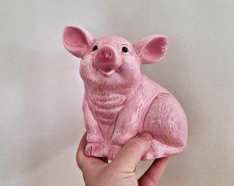 Vintage pig  Planter Indoor Kitsch PigCeramic Planter Pottery Indoor Plant Pot Decorative Planter Farmyard Animal Cute Pink Pig Plant Pot