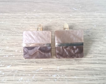Vintage Cufflinks cuadrado oro tono marrón retro manguito clips joyería hombres accesorio