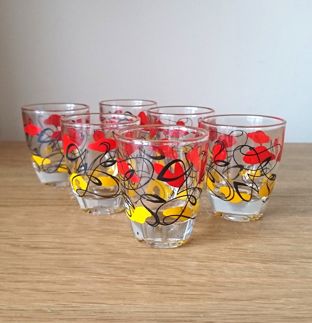 Vintage Set of 6 Shot Glasses 1960's Drinking Glasses - Etsy
