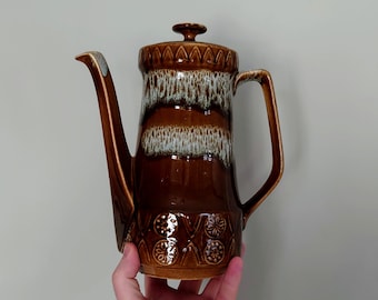 Vintage Teapot Retro Brown 1970's Ceramic Coffeepot Brown 1970's Retro Earthenware Crown Ducal Concorde Astra