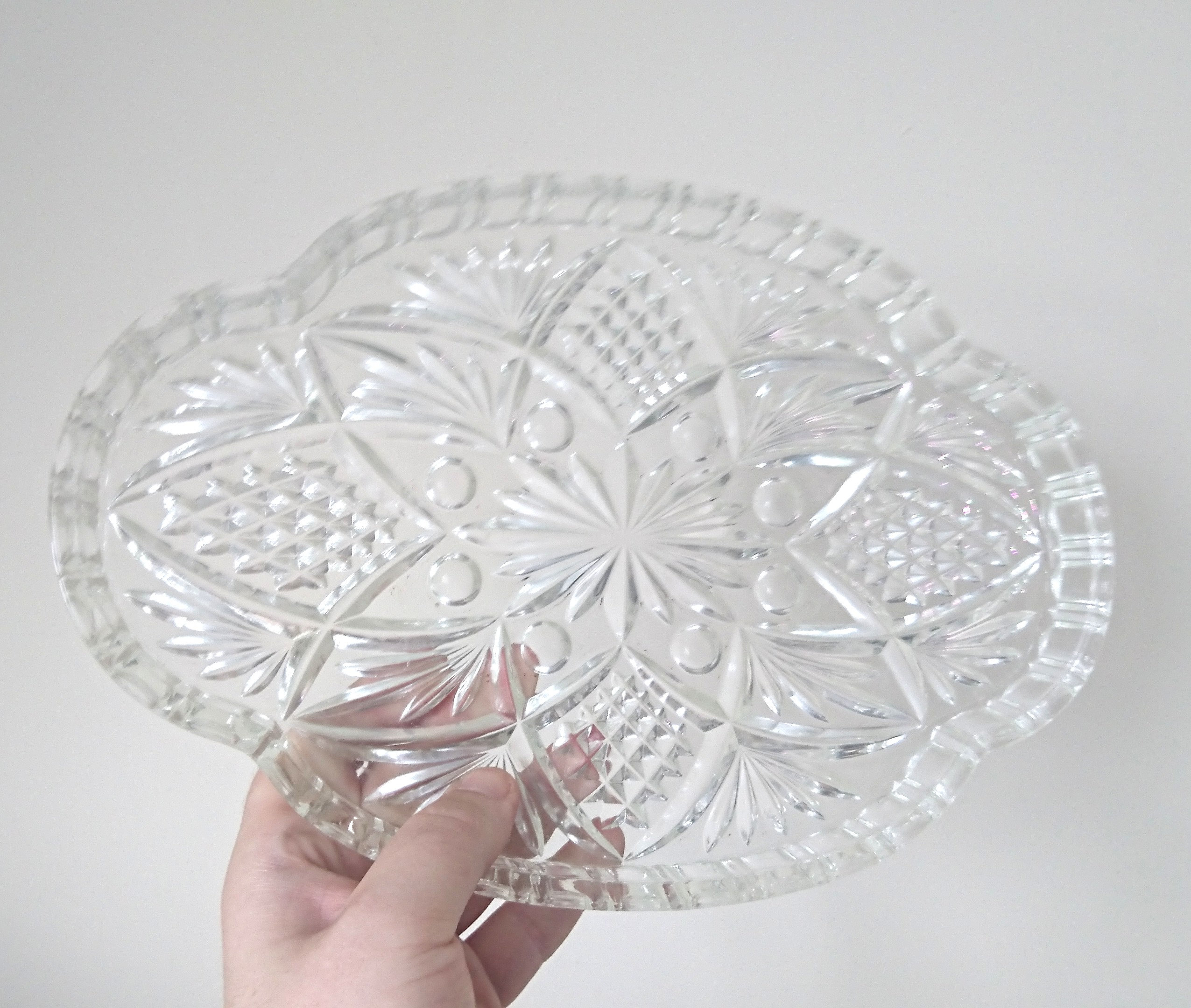 Art Deco Glass Dressing Table Set Crystal Clear Dish Candle Etsy