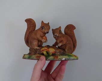 Vintage squirrel Figurine Brown Countryside Nature / Ceramic Glazed Squirrel Novelty Squirrel Figurine Ornament Ceramic Pottery Squirrel